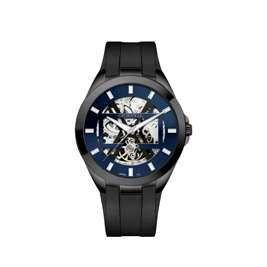 ساعت اورینتال مردانه کد O.SH172G-0013 با بند استیل نقره‌ای و صفحه مشکی